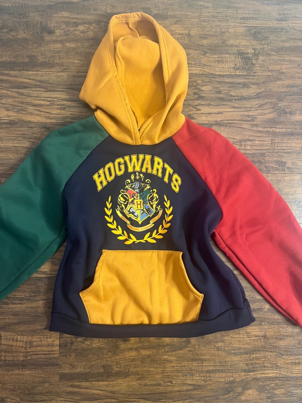 SHEIN Colorblock Hogwarts Pullover Hoodie - Navy, Yellow, Green & Red